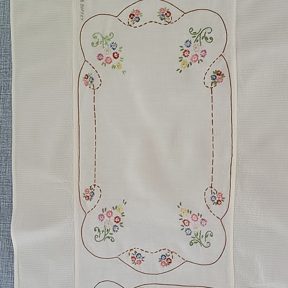 Embroidered Handmade Table Runner 37" By 19". Cotton Beautiful Work.